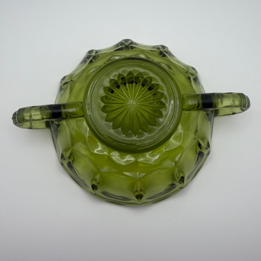 Anchor Hocking Fairfield Nappy Dish 7in Avocado Green Glass Vintage - Picture 3 of 6